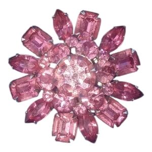 Coro Vintage Pink Rhinestone Brooch 50's Era